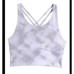 Zella Kids' Strappy Back Sports Bra In Purple Calluna Camo Size Medium 8/10